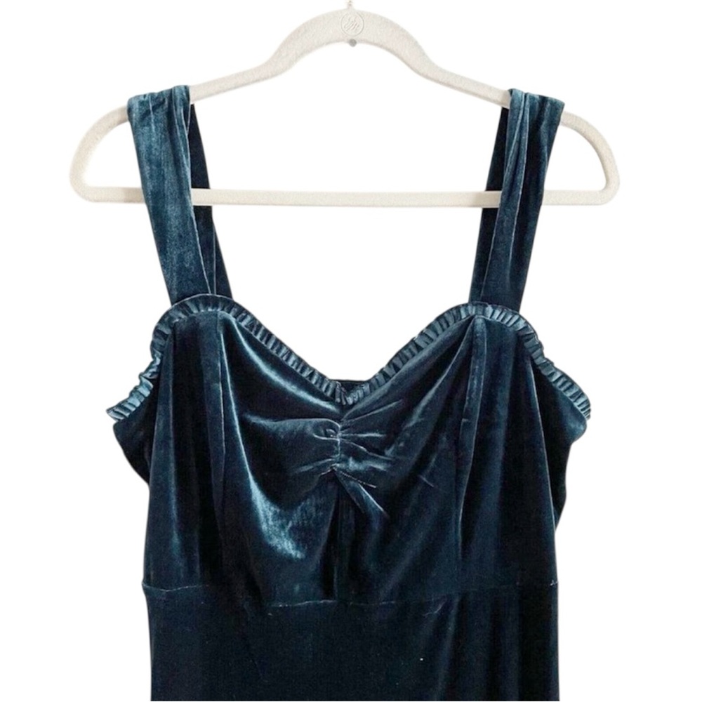 NWT Betsey Johnson Sweetheart Neck Emerald Green Velvet Sleeveless Midi Dress L - Picture 9 of 12